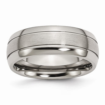 Titanium Grooved 8mm Brushed and Polished Band