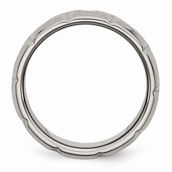 Titanium Beveled Edge Notched 8mm Brushed Band