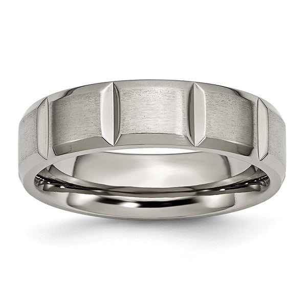 Titanium 6mm Grooved Satin and Polished Band