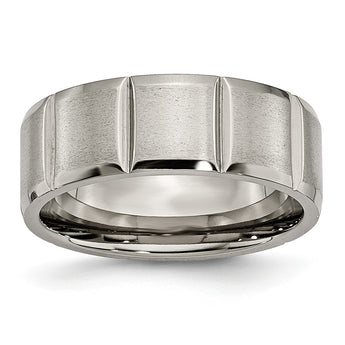 Titanium 8mm Grooved Satin & Polished Band