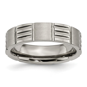 Titanium Notched 6mm Satin & Polished Band