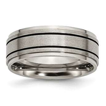 Titanium Enameled Flat 8mm Satin & Polished Band