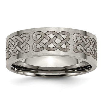 Titanium Flat 8mm Laser Design Brushed Band