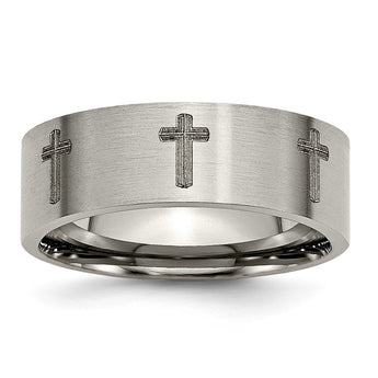 Titanium Flat 8mm Laser Design Brushed Band