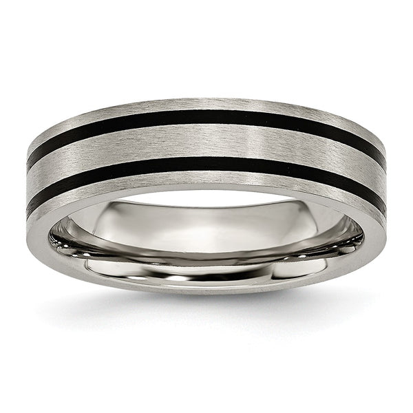 Titanium Brushed Enameled Flat 6mm Band