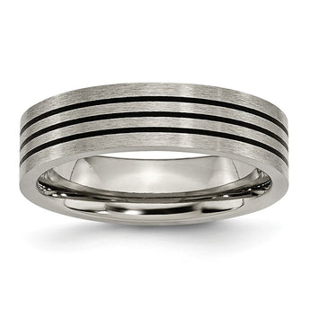 Titanium Enameled Flat 6mm Satin & Polished Band