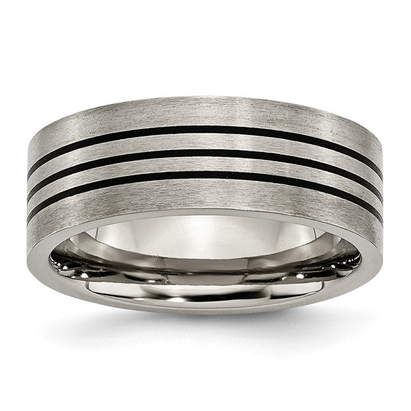 Titanium Enameled Flat 8mm Satin & Polished Band