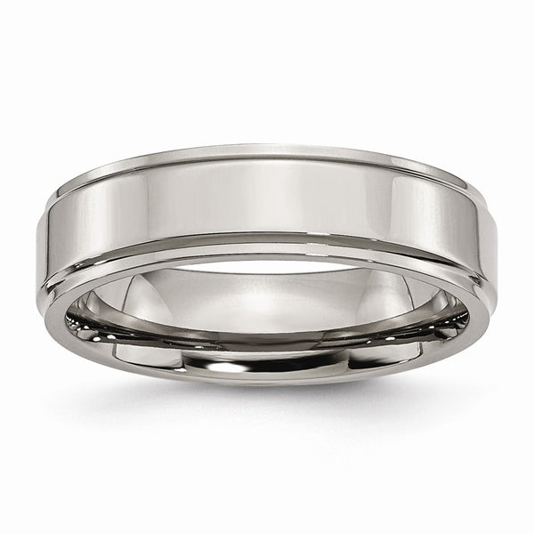 Titanium Ridged Edge 6mm Polished Band