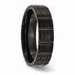 Titanium Notched Black IP-plated 6mm Brushed and Polished Band