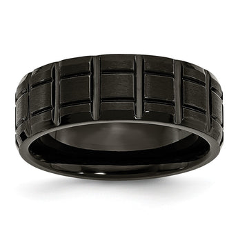 Titanium Notched Black IP-plated 8mm Brushed and Polished Band