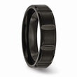 Titanium Grooved Black IP-plated 6mm Brushed and Polished Band