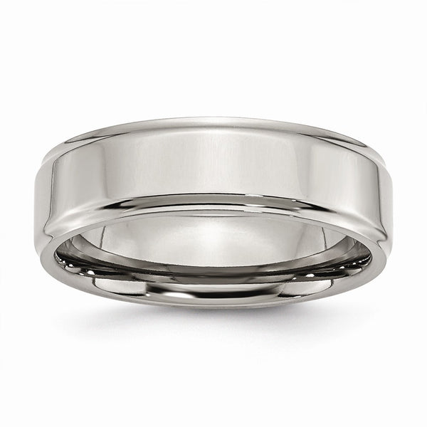 Titanium Ridged Edge 7mm Polished Band