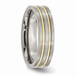 Titanium Grooved Yellow IP-plated 6mm Brushed & Polished Band
