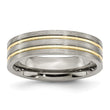 Titanium Grooved Yellow IP-plated 6mm Brushed & Polished Band