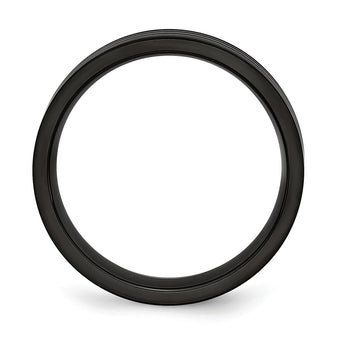 Titanium Grooved Black IP-plated 6mm Brushed and Polished Band