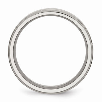 Titanium Ridged Edge 8mm Polished Band