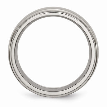 Titanium Ridged Edge 8mm Brushed and Polished Band