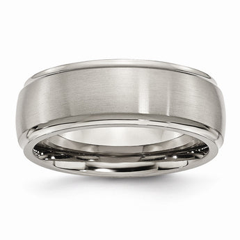 Titanium Ridged Edge 8mm Brushed and Polished Band