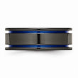 Titanium Black Ti with Blue Anodized Grooves 8mm Polished Band