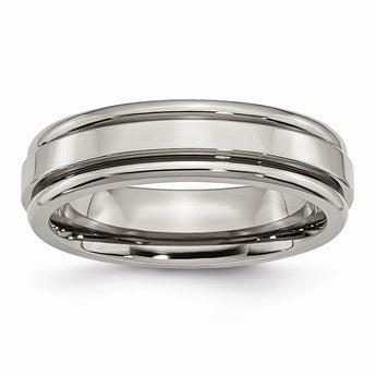 Titanium Grooved Edge 6mm Polished Band