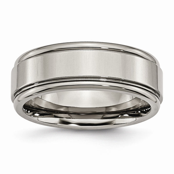 Titanium Grooved Edge 8mm Polished Band