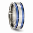 Titanium with Blue Double Groove 8.5mm Polished Band