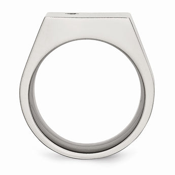 Titanium Polished CZ Signet Ring