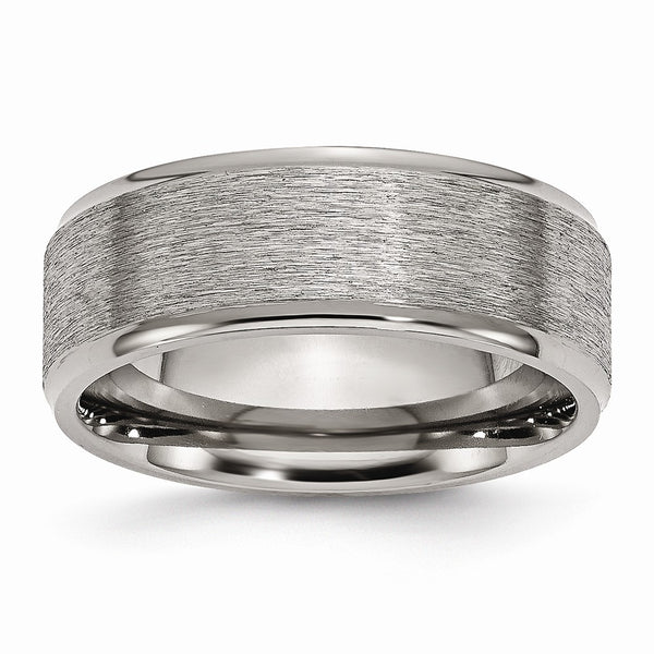 Titanium Ridged Edge 8mm Brushed and Polished Band