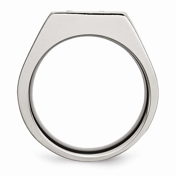 Titanium Brushed and Polished Black IP-plated CZs Ring