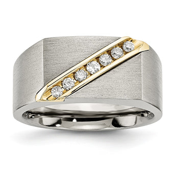 Titanium/14K Brushed Diamond Ring