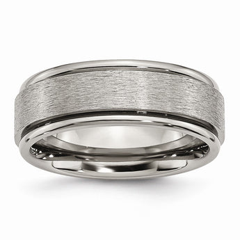 Titanium Ridged Edge 8mm Satin and Polished Band