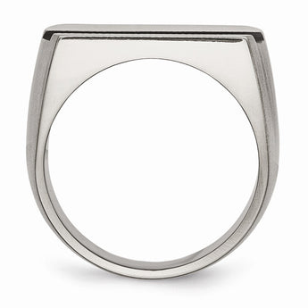 Titanium Grey Ti Brushed/Polished Blue Annodized Stripe Ring