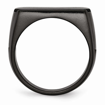 Titanium Black Ti Polished Blue Anodized Stripe Ring