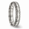 Titanium Polished Grooved Criss Cross Design Ring