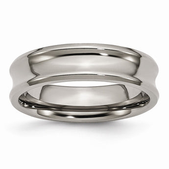 Titanium Concave 6mm Polished Beveled Edge Band