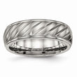 Titanium Brushed and Polished Grooved Ring