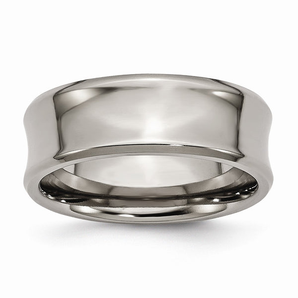 Titanium Concave 8mm Polished Beveled Edge Band