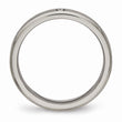 Titanium Polished Grooved Comfort Back CZ Ring