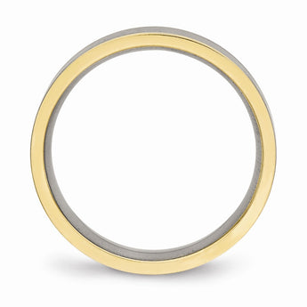 Titanium Polished Yellow IP Grooved Comfort Back Ring