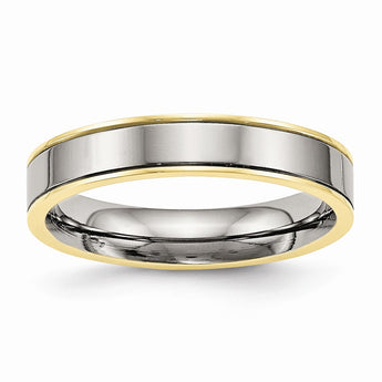 Titanium Polished Yellow IP Grooved Comfort Back Ring