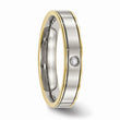 Titanium Polished Yellow IP Grooved Comfort Back CZ Ring