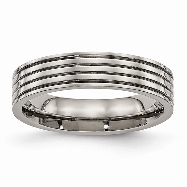 Titanium Polished Grooved Comfort Back Ring