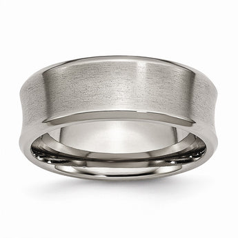 Titanium Beveled Edge Concave 8mm Brushed & Polished Band