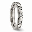Titanium Polished Criss Cross Grooved CZ Ring