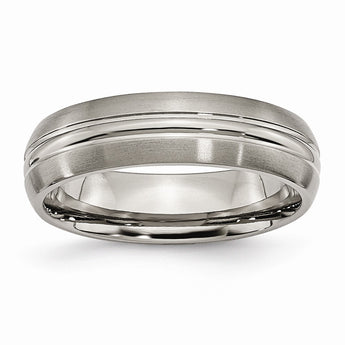 Titanium Grooved 6mm Brushed and Polished Band