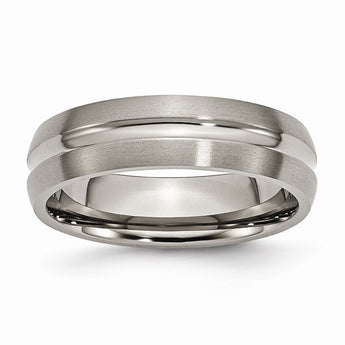 Titanium Grooved 6mm Brushed and Polished Band