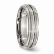 Titanium Grooved Ridged Edge 6mm Satin and Polished Band