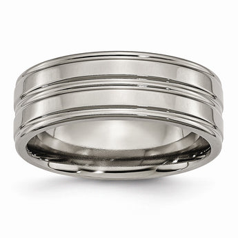 Titanium Grooved 8mm Polished Band