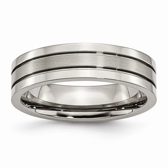 Titanium Grooved 6mm Brushed and Polished Band