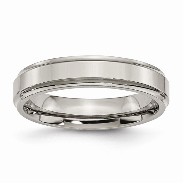 Titanium Ridged Edge 5mm Polished Band